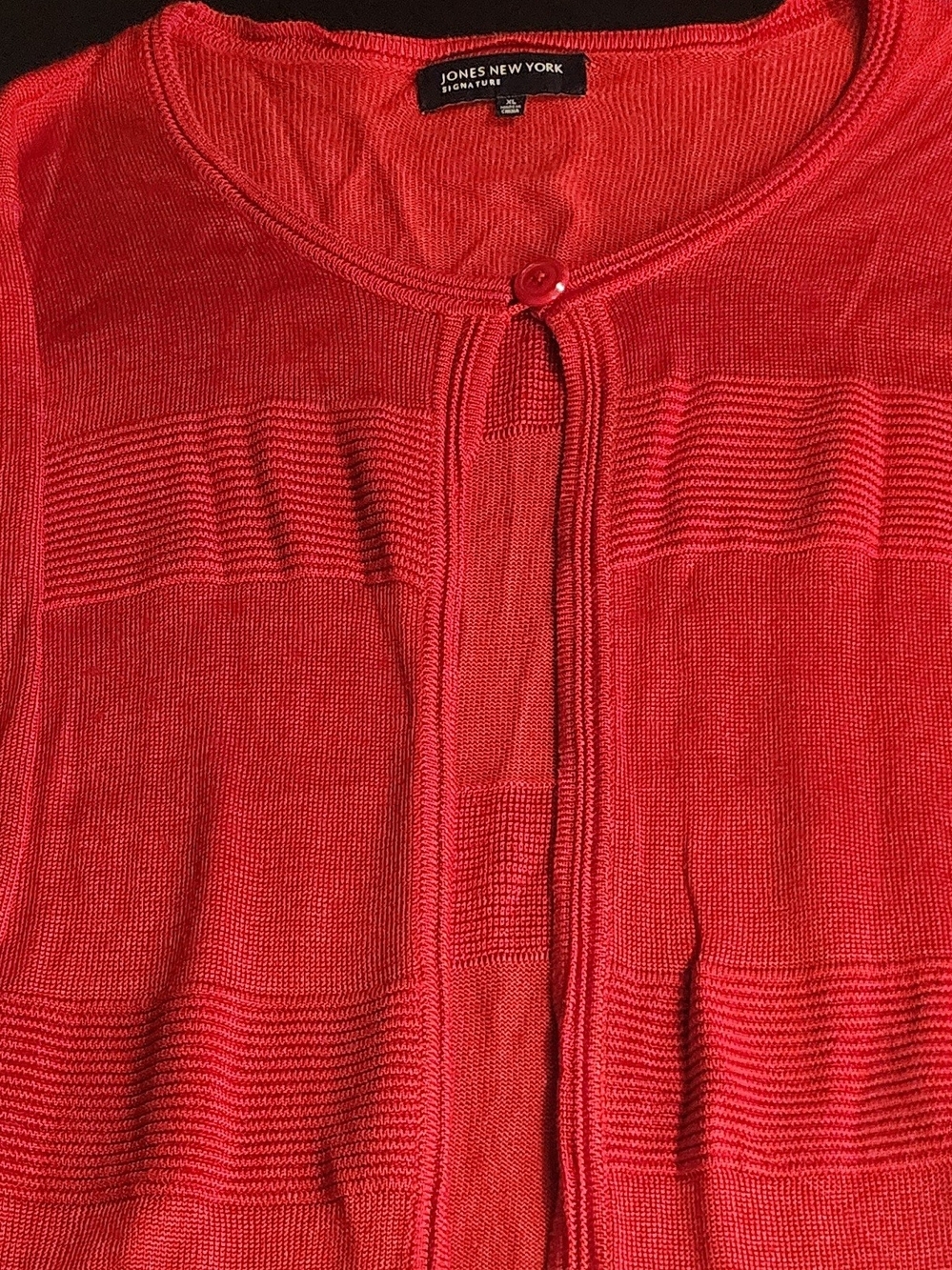 Jones New York Red Knit Buttoned Cardigan